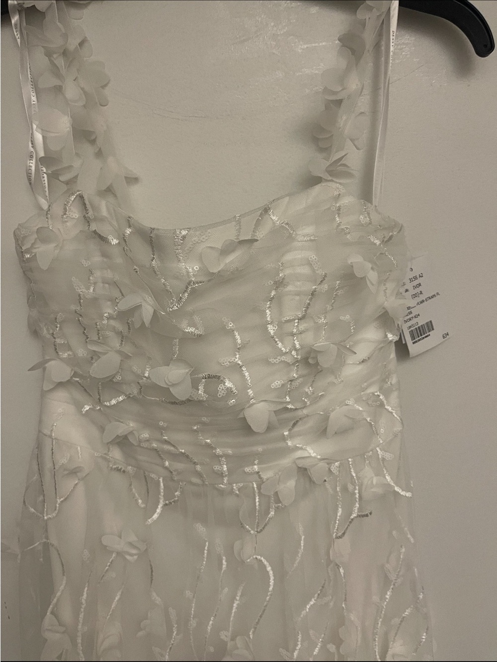 Dessy White Floral Appliqué Maxi Dress- NWT - Picture 7 of 11